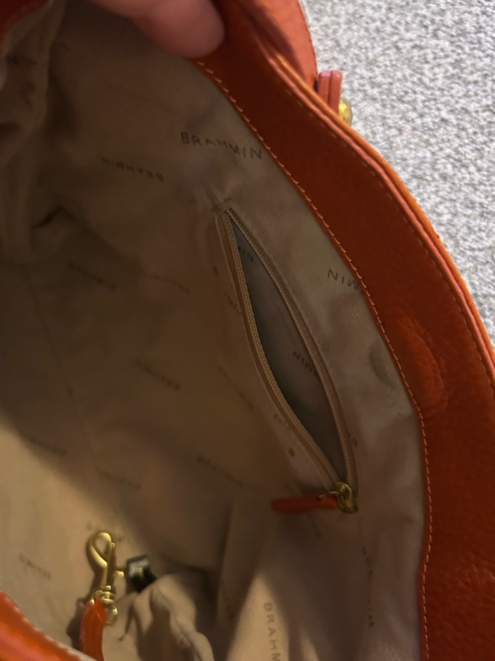 Brahmin Pebbled Leather Crossbody in Burnt Orange with Gold Hardware - Picture 6 of 15